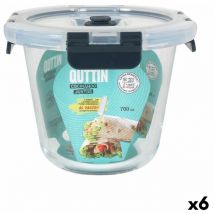 Quttin - Boîte à lunch hermétique valve de vide 700 ml 14 x 14 x 11 cm (6 pièces)
