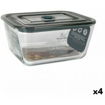 Santa Clara - Boîte à lunch hermétique gris 3 l rectangulaire (4 pièces)