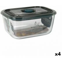 Santa Clara - Boîte à lunch hermétique gris 500 ml rectangulaire (4 pièces)