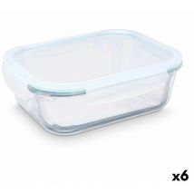 Vivalto - Boîte à lunch en verre silicone transparent de borosilicate glass 2,2 l 27 x 9 x 22 cm (6 pièces)