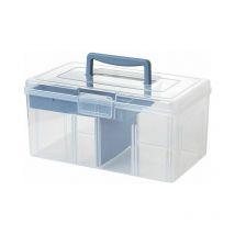 Boîte à médicaments portable, boîte de rangement multicouche bleue