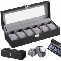 Boîte à montre avec couvercle en verre. Coffret pour 6 montres. Organisateur