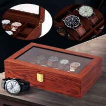 Boîte à montres en bois dorée à 12 fentes pour hommes - Cadeau de luxe pour boîte d'affichage