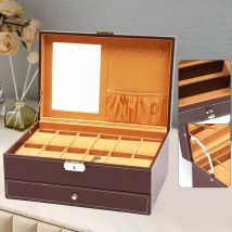 Boîte à montres pour hommes Organisateur 12 fentes Montres Porte-bijoux Stockage Display