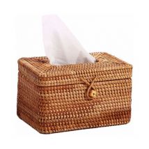 Cyslmuk - Boîte à mouchoirs en rotin faite à la main, conteneur de stockage de serviettes, distributeur de papier hygiénique de bureau pour le bureau