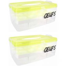 Easy Make - Boite à oeufs en plastique 24 emplacements 2 étages (Lot de 2)
