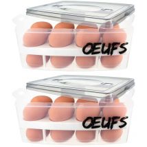 Easy Make - Boite à oeufs en plastique 24 emplacements 2 étages (Lot de 2)