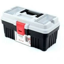 Kistenberg - boîte à outils avec porte-outils, poignée ergonomique, couvercle robuste, fermetures à serrage abs, 360 x 195 x 183 mm, gris