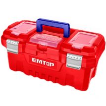 Boîte à outils en plastique emtop 20 charge maximale 20kg boucle en métal poignée haute résistance couvercle supérieur avec trois zones de rangement