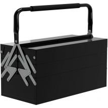 Boite à outils métallique - coffret à outils - caisse à outils 3 niveaux 5 plateaux rétractables - tôle acier noir