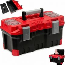 Coffre à outils Rouge/Noir 490x260x240mm Plastique Idéal pour Transport et Stock