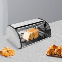 Senderpick - Boite à pain en acier inoxydable, Corbeille à pain argentée, Récipient à pain pour comptoir de cuisine