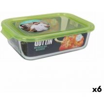 Quttin - Boîte à lunch rectangulaire avec couvercle vert rectangulaire 1.5 l (6 pièces)