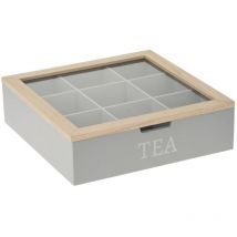 Peragashop - Boîte à thé en bois 9 compartiments 24x24 cm Assortiment