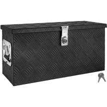 Boîte à Timon Noir Boîte à outils Caisse de camion Boîte en Aluminium Box de remorque avec couvercle Verrouillable Boîte de transport Boîte de