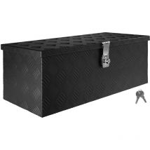 Boîte à Timon Noir Boîte à outils Caisse de camion Boîte en Aluminium Box de remorque avec couvercle Verrouillable Boîte de Transport Rangement D050