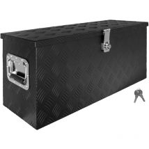 Boîte à Timon Noir Boîte à outils Caisse de camion Boîte en Aluminium Box de remorque avec couvercle Verrouillable Boîte de Transport Rangement D080
