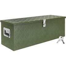 Boîte à Timon Vert Boîte à outils Caisse de camion Boîte en Aluminium Box de remorque avec couvercle Verrouillable Boîte de Transport Rangement D100