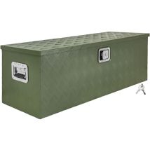 Boîte à Timon Vert Boîte à outils Caisse de camion Boîte en Aluminium Box de remorque avec couvercle Verrouillable Boîte de Transport Rangement D160