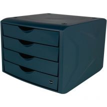 Helit - Boîte à tiroirs avec blocage de l'ouverture 4 tiroirs bleu H215xL265xP332mm