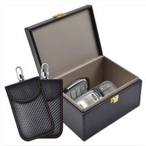 Readcly - Boîte Anti rfid & Lot de 2 Signal Blocage Faraday Pochette Sac, Pochettes Faraday pour Clés de Voiture, Boîte Antivol de Blocage de Signal