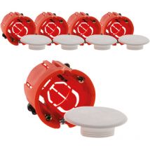 Lot de 5 boîtes applique murs creux placo Ø40x40mm - Rouge - Zenitech