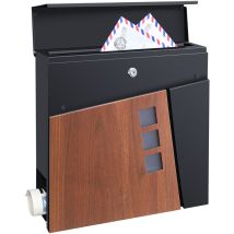 Boîte aux lettres Alfstedt acier galvanisé 37 x 37 x 11 cm gris anthracite effet de bois [en.casa]