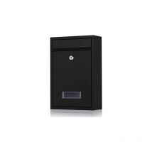 Boîte aux Lettres avec Plaque pour Nome en Acier Galvanisé avec Clé (Le Noir)