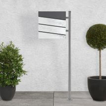 Ecd Germany Cassetta Postale con Supporto Scomparto per Giornali Riviste Cassetta delle Lettere Antracite Effetto Marmo Bianco Piedistallo 120 cm in