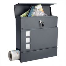 Merkloos Boîte aux lettres design anthracite avec compartiment à journaux et fenêtres transparentes