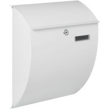 Boîte aux lettres Nice, boîte aux lettres murale extérieure, partie avant courbée, avec porte-nom serrure et clapet verrouillable 2 clés, acier