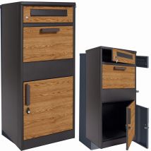 Viking Choice - Boîte aux lettres pour colis - 50x38x112 cm - acier - aspect bois anthracite