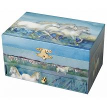 Trousselier - Boite à bijoux musicale Chevaux Blancs Phosphorescente