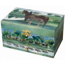 Trousselier - Boite à bijoux musicale Chevaux Bruns - Phosphorescente