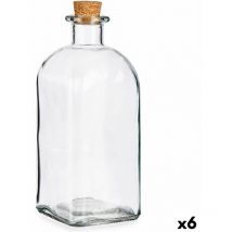Bocal en verre avec bouchon en liège 1 l 9 x 22 x 9 cm (6 unités)