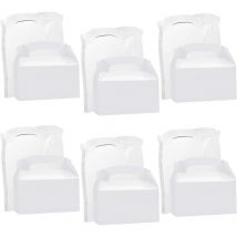 Boite Cadeau Carton Blanche pour les Fêtes (24 Pièces) - Boite a Gateaux en Carton 16 x 9,3 x 8,6 cm avec Poignée et Pliables - Emballage Gateau