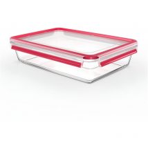 Clip&Close Boîte alimentaire rectangulaire en verre, 3 l, Four jusqu'à 420°C, Froid jusqu'à -40°C, Compatible lave-vaisselle, Empilable, Hermétique,