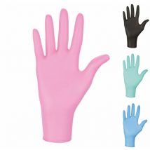 Lot de 2 boites de 100 gants en nitrile jetables - non poudrés - Taille S - Rose - Vivezen