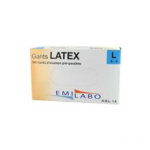 Boite de 100 Gants Latex pré-poudrés Taille L / 8-9 EMILABO