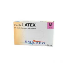 Boite de 100 Gants Latex pré-poudrés Taille m / 7-8 emilabo