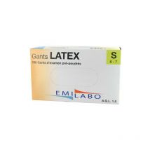 Boite de 100 Gants Latex pré-poudrés Taille s / 6-7 emilabo