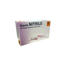 Boite de 100 Gants Nitrile non poudrés Taille xl / 9-10 emilabo