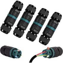 Boite de Derivation IP68 Etanche - Lot de 4 Connecteur Électrique Éxterieur 2 Voies, Boîte de Jonction Câblage Externe Domino Etanche pour Ø9-12 mm