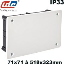 Boîte de dérivation à sceller avec cache en plastique blanc - Dimensions boite et couvercles - Boîtier de dérivation 108x168x50mm