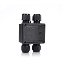 Boîte de jonction étanche IP68 4 voies - Noir - Câble de terre extérieur - Presse-étoupe électrique - Boîte de jonction extérieure - Pour diamètre de