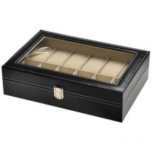 Boîte De Montre, 12 Boîte De Rangement De Montre Boîte De Montre Organisateur De Montre, Étui De Montre En Similicuir Noir