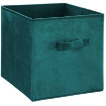 5five Simply Smart - Boîte Pliable En Velours Avec Poignée De Transport, Dimensions 31x31 Cm, Couleur Bleu, Modulaire - 5five