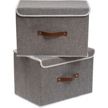 Boîte de Rangement, 38 x 25 x 25 cm Paniers de Rangement Pliables , Boîte Range(Gris)