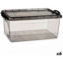 Boîte de rangement de avec couvercle en plastique anthracite 22 l 32 x 20,5 x 50 cm (6 pièces)