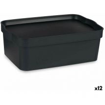 Boîte de rangement deavec couvercle plastique anthracite 6 l 21 x 11 x 32 cm (12 pcs.)